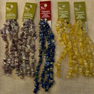 Bead Gallery Bundle of 5 Chips Stone Strands For Crafting, Decor, projects